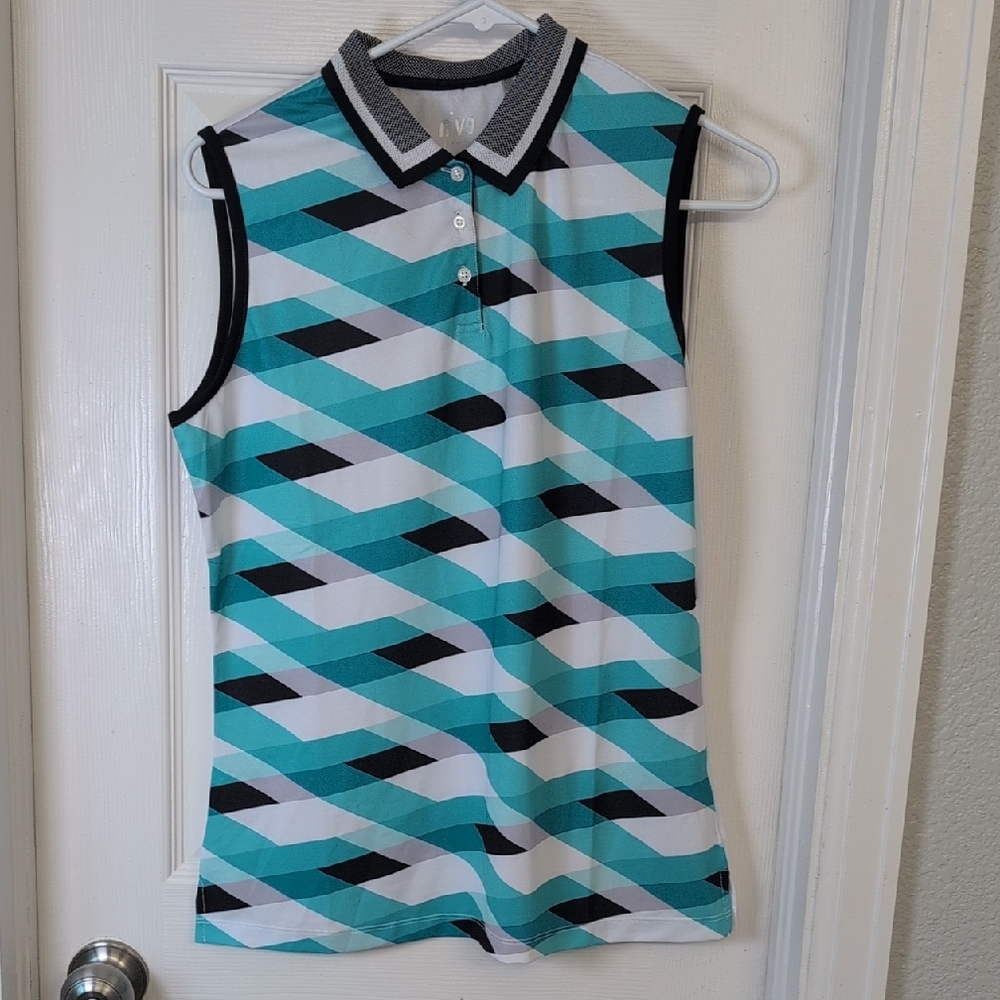 Nvo Performance Women's Sleeveless Sports Shirt - Teal, Black, and White
